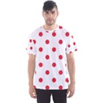 Polka Dots - Alizarin Red on White Men s Sport Mesh Tee