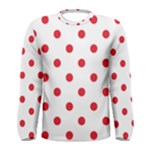 Polka Dots - Alizarin Red on White Men s Long Sleeve T-shirt