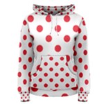 Polka Dots - Alizarin Red on White Women s Pullover Hoodie