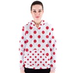 Polka Dots - Alizarin Red on White Women s Zipper Hoodie