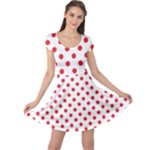 Polka Dots - Alizarin Red on White Cap Sleeve Dress