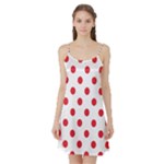 Polka Dots - Alizarin Red on White Satin Night Slip