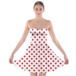 Polka Dots - Alizarin Red on White Strapless Bra Top Dress