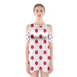 Polka Dots - Alizarin Red on White Women s Cutout Shoulder Dress