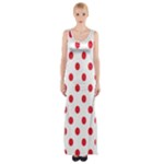 Polka Dots - Alizarin Red on White Maxi Thigh Split Dress