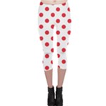 Polka Dots - Alizarin Red on White Capri Leggings