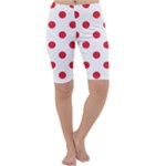 Polka Dots - Alizarin Red on White Cropped Leggings