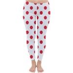 Polka Dots - Alizarin Red on White Winter Leggings