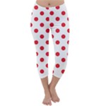 Polka Dots - Alizarin Red on White Capri Winter Leggings