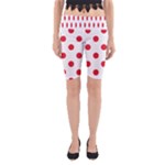 Polka Dots - Alizarin Red on White Yoga Cropped Leggings
