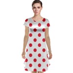 Polka Dots - Alizarin Red on White Cap Sleeve Nightdress