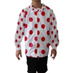 Polka Dots - Alizarin Red on White Hooded Wind Breaker (Kids)