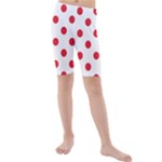 Polka Dots - Alizarin Red on White Kid s Mid Length Swim Shorts