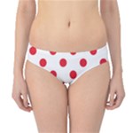 Polka Dots - Alizarin Red on White Hipster Bikini Bottoms