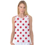 Polka Dots - Alizarin Red on White Women s Basketball Tank Top