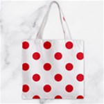 Polka Dots - Alizarin Red on White Zipper Grocery Tote Bag