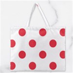 Polka Dots - Alizarin Red on White Zipper Large Tote Bag
