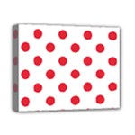 Polka Dots - Alizarin Red on White Deluxe Canvas 14  x 11  (Stretched)