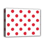 Polka Dots - Alizarin Red on White Deluxe Canvas 16  x 12  (Stretched)