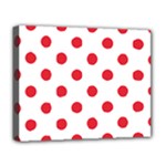 Polka Dots - Alizarin Red on White Deluxe Canvas 20  x 16  (Stretched)