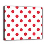 Polka Dots - Alizarin Red on White Deluxe Canvas 24  x 20  (Stretched)