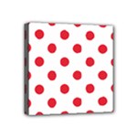 Polka Dots - Alizarin Red on White Mini Canvas 4  x 4  (Stretched)