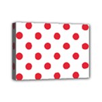 Polka Dots - Alizarin Red on White Mini Canvas 7  x 5  (Stretched)