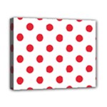 Polka Dots - Alizarin Red on White Canvas 10  x 8  (Stretched)