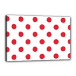 Polka Dots - Alizarin Red on White Canvas 18  x 12  (Stretched)