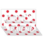 Polka Dots - Alizarin Red on White Best Friends 3D Greeting Card (8x4)
