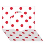 Polka Dots - Alizarin Red on White Circle 3D Greeting Card (7x5)