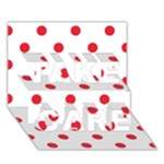 Polka Dots - Alizarin Red on White TAKE CARE 3D Greeting Card (7x5)
