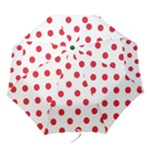 Polka Dots - Alizarin Red on White Folding Umbrella