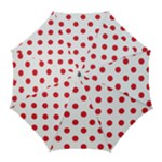 Polka Dots - Alizarin Red on White Golf Umbrella
