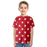 Polka Dots - White on Fire Engine Red Kid s Sport Mesh Tee