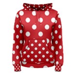 Polka Dots - White on Fire Engine Red Women s Pullover Hoodie