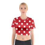 Polka Dots - White on Fire Engine Red Cotton Crop Top