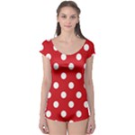 Polka Dots - White on Fire Engine Red Boyleg Leotard (Ladies)