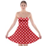 Polka Dots - White on Fire Engine Red Strapless Bra Top Dress