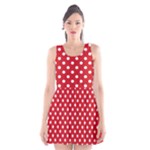 Polka Dots - White on Fire Engine Red Scoop Neck Skater Dress