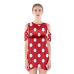 Polka Dots - White on Fire Engine Red Women s Cutout Shoulder Dress
