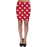 Polka Dots - White on Fire Engine Red Bodycon Skirt