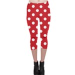 Polka Dots - White on Fire Engine Red Capri Leggings