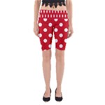 Polka Dots - White on Fire Engine Red Yoga Cropped Leggings