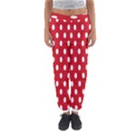 Polka Dots - White on Fire Engine Red Women s Jogger Sweatpants