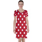 Polka Dots - White on Fire Engine Red Short Sleeve Nightdress