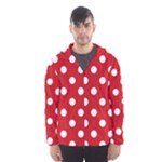 Polka Dots - White on Fire Engine Red Hooded Wind Breaker (Men)