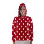 Polka Dots - White on Fire Engine Red Hooded Wind Breaker (Women)