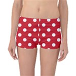 Polka Dots - White on Fire Engine Red Reversible Boyleg Bikini Bottoms