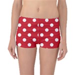 Polka Dots - White on Fire Engine Red Boyleg Bikini Bottoms